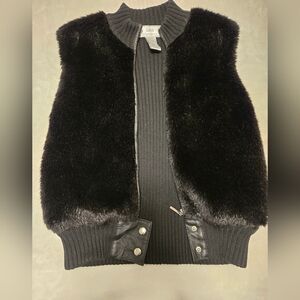 Lisa International Black Knit and Faux Fur Vest